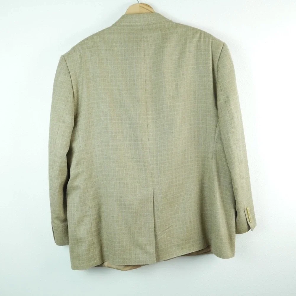 Lauren Ralph Lauren 46S Jacket Silk Wool Blend Tan Glen Plaid Sport Coat Blazer